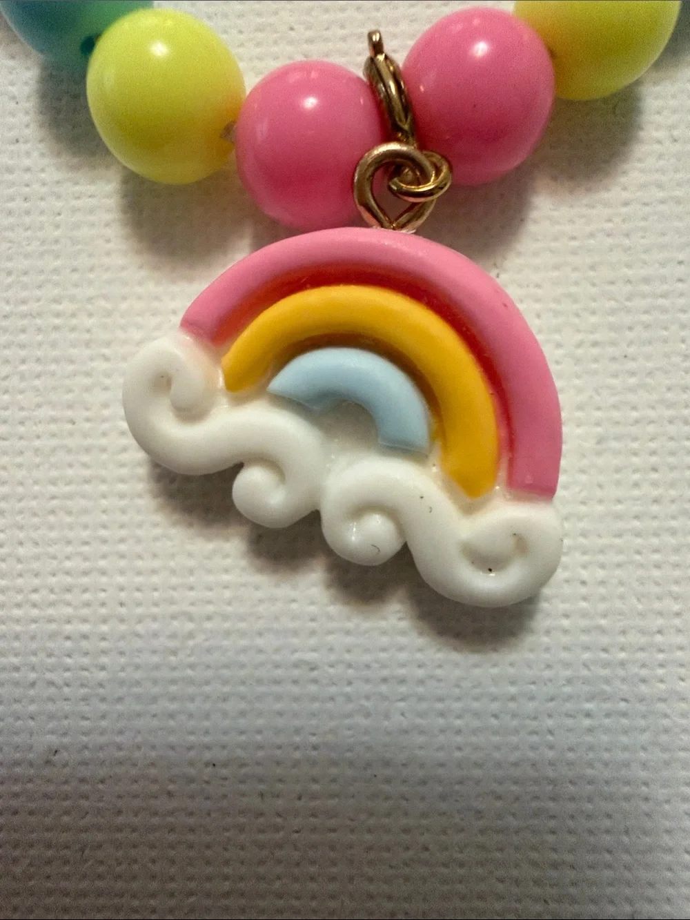 Kids Rainbow Charm Beaded Bracelet - Pink, White, Yellow & Blue